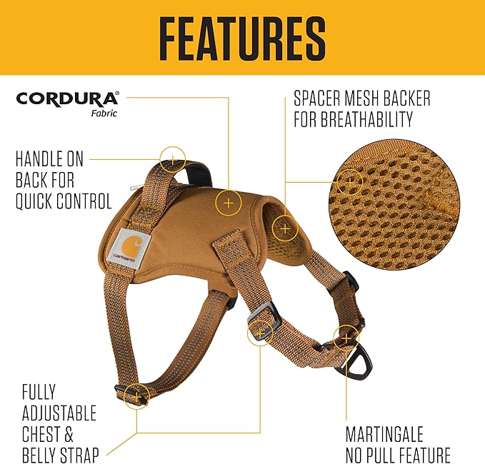 Carhartt Nylon Duck No Pull Dog Harness Port XL | Fully Adjustable Dog Harness with Quick Control Handle and Reflective Accents - Image 2
