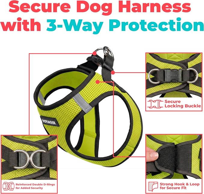 Voyager Step-in Air Dog Vest Harness - Lime Green/Black Trim, Large | 18- 20.5" in Chest, Reflective Bands, All Weather Breathable Air Mesh, Cats Compatible, Lightweight, Fast Drying - Image 2