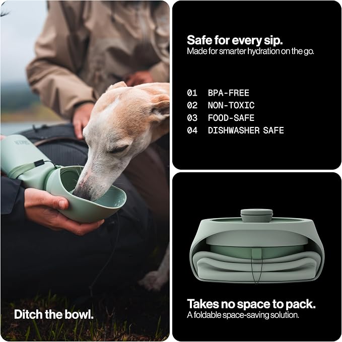 SÄKER Portable Dog Water Bottle, Collapsible Water Bottle for Dogs Perfect for Walking, Hiking and Outdoors | Works as a Portable Water Bowl | Designed in Montreal - 750ml - Image 5