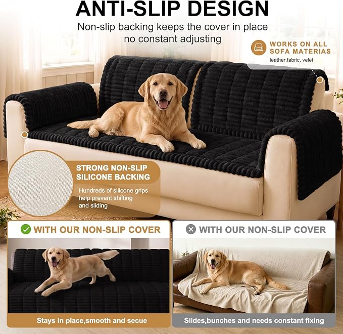 Smiry Couch Cover for Dogs, Non Slip Washable Sofa Protector for Pets | Soft Furniture Cover for Leather & Fabric Couches, Cozy Protect Against Fur, Dirt & Messes, Pet Friendly, 27.6"x82.7" - Image 10