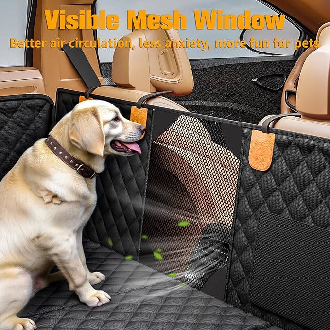 PETICON Dog Car Seat Cover for Back Seat, Hard Bottom Back Seat Extender | Rear Seat Pet Cover for Dogs - Supports 400lbs, Waterproof and Scratch Resistant Dog Hammock with Mesh Window For Cars & SUVs - Image 6