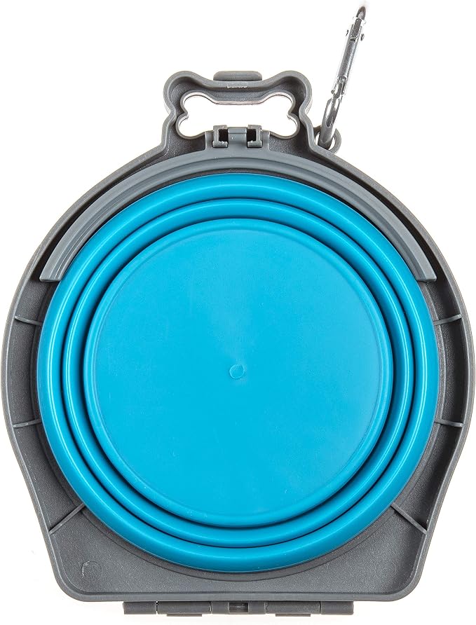 Loving Pets Bella Roma Double Diner Collapsible Dog Bowls - Silicone Dog Bowls, Foldable Bowl, Puppy Essentials & Hiking Pet Supplies Great for Home & Travel (Blue, Small) - Image 4