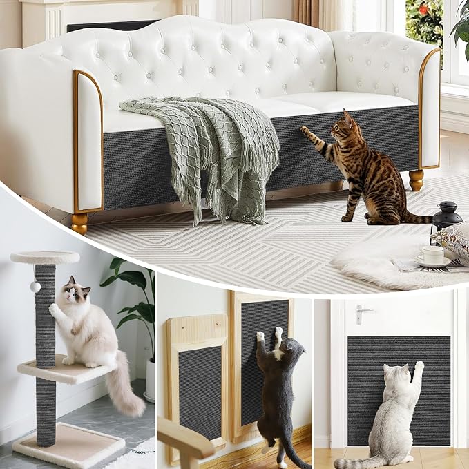 cat Scratch Furniture Protector (Dark Grey, 78.7x15.8Inch) | Self-Adhesive , Trimmable , Anti-Scratch for Couch & Carpet Corners,Protects Furniture from Indoor Cats - Image 5