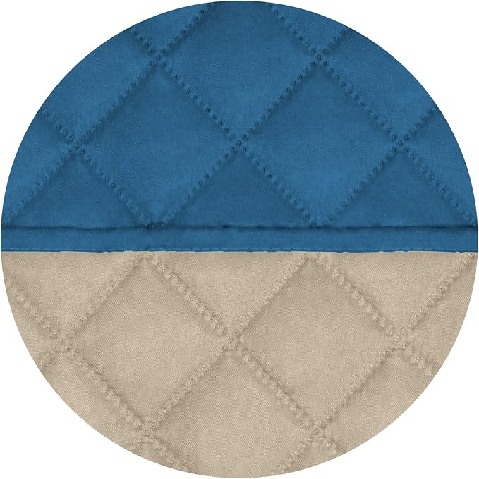PureFit Reversible Quilted Sofa Cover, Water Resistant Slipcover Furniture Protector, Washable Couch Cover with Non Slip Foam and Elastic Straps for Kids, Pets (Small, Peacock Blue/Beige) | Peacock Blue/Beige, Water Resistant Couch Protector, Washable ... - Image 5