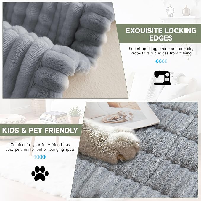 OTOB Washable Couch Covers for 3 Cushion Sofa Non Slip Pet Dog Sofa Cover | Light Gray, 27.6" x 82.7", All Seasons, Soft Fuzzy Plush, Couch Protector for Dogs, Breathable, Thick Wear-Resistant - Image 5