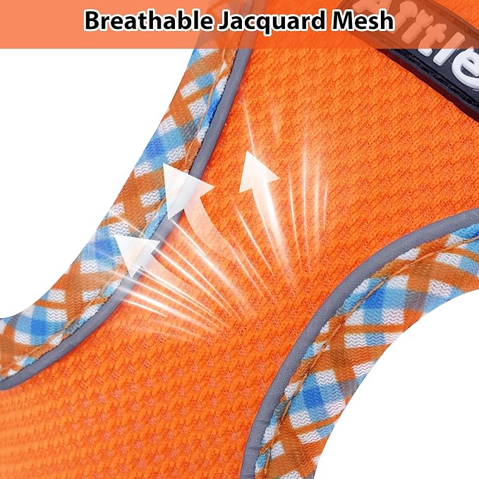 Teacup Puppy Harness with Leash, Escape-Proof Design, Orange S | No Pull Step-in Dog Vest Harness, Breathable Mesh, Reflective Design with Magic Tape, Outdoor Use for Poodles, Pomeranians - Image 3