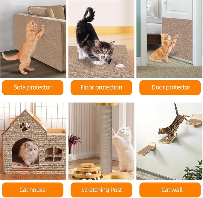 Cat Scratch Mat 120 "x15.8, Cat Scratch Sofa Furniture Protector, Trimmable Self-Adhesive Cat Scratch Pad for Decorating Cat Towers, DIY Cat Tree Shelf, Walls and Climbing Frames (Beige) - Image 3