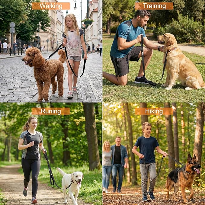 Heavy Duty Dog Leash with 2 Comfortable Padded Handles, 6 FT Traffic Handle Extra Control, Highly Reflective Threads Leash for Small/Medium/Large Dogs (Black) - Image 7
