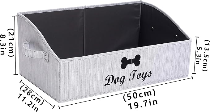 Morezi Dog Toy Basket - Organize Pet Toys, Blankets, Leashes, Chews in Living Room, Playroom, Closet, Shelf - Grey - Image 7