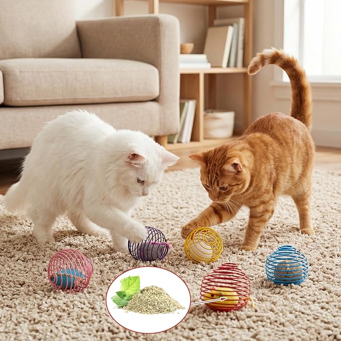 Jecery 5 Pcs Cat Toys Spring,Catnip Rats,Soft Color | Interactive Metal Cat Toy, Stretchable Rolling Ball, for Indoor Cats, Colorful Playful Coils, Kitten Pet Supplies - Image 6