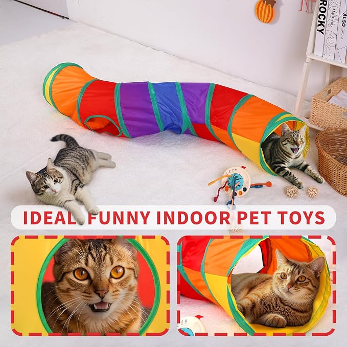Pet Cat Tunnel, S-Shape Tunnels for Indoor Cats, Collapsible Pet Tunnel for Kitten, Puppy, Rabbit, 25cm-Wide Tunnels, Durable & Breathable, with Peek Hole Toy Ball - Image 3