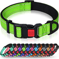 Taglory Reflective Small Dog Collar, Comfortable for Safe Night Walks,Green | Night-Walk Visibility, Soft Neck Cushioning, Adjustable 10-16 in, Locking Buckle, D-Ring for Leash and ID Tags by Taglory
