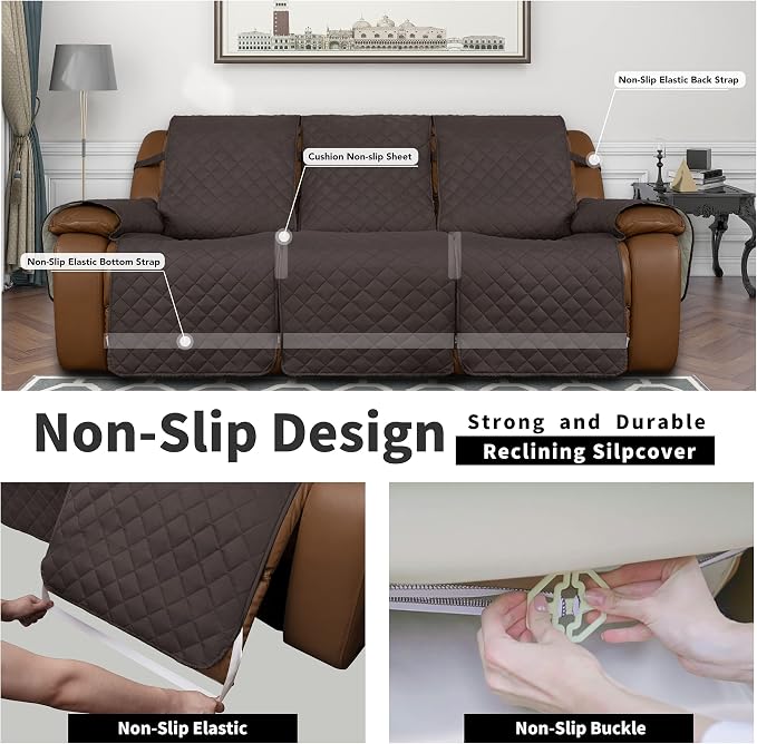 Easy-Going Reversible Couch Cover for 3 Seat Recliner Sofa, Chocolate/Beige | Washable Sofa Slipcover For Dogs, Sofa Cover For Recliner, Furniture Protector Mat, Pet Friendly - Image 4