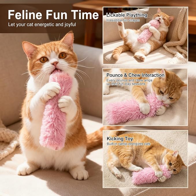 Cat Toys Pillows 6Pcs Catnip Kicker Toys for Cats Promotes Kitty Exercise - Image 8