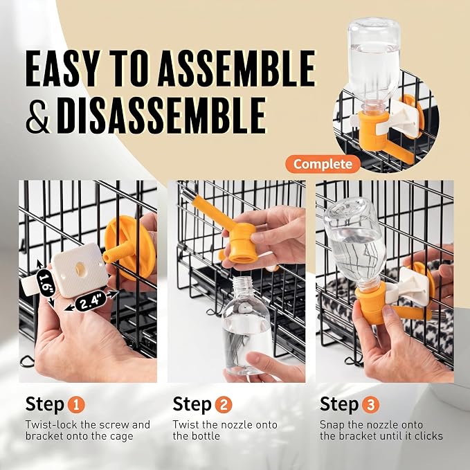 Choco Nose Patented No-Drip Dog Water Bottle/Feeder for Dogs/Cats and Other Small-Medium Sized Animals - for Cages, Crates or Wall Mount. 10.2 Oz. Mess Free Leak-Proof Nozzle 16mm, Orange (C590) - Image 6