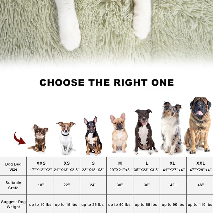 Bedfolks Waterproof Dog Crate Bed, Plush Small Dog Pad, 17"x12", Sage Green | Faux Fur Plush Cover, Zippered Removable Washable Outer, Waterproof Inner Lining, Non-Slip Base, Crate Pad and Dog Pillow - Image 7