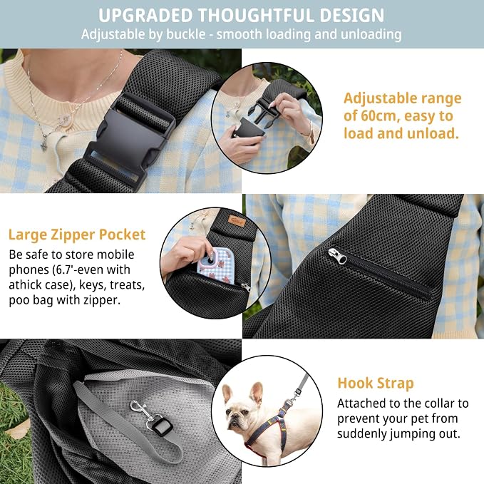 CUBY Dog and Cat Sling Carrier - Hands Free Reversible Pet Papoose Bag - Soft Pouch and Tote Design - Suitable for Puppy, Small Dogs Cats Outdoor - Image 2