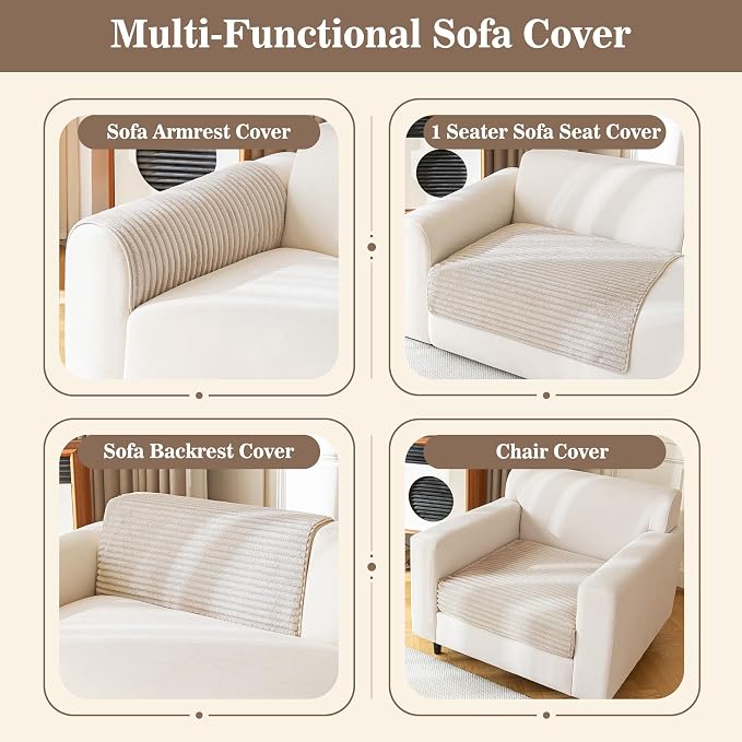MYSKY HOME 100% Waterproof Couch Cover, Chair Cover for Dogs Washable, Non Slip Couch Headrest Covers Pet Friendly, Sofa Covers Slipcovers Furniture Protector Dog Bed Cover, Khaki, 35"x35" - Image 3