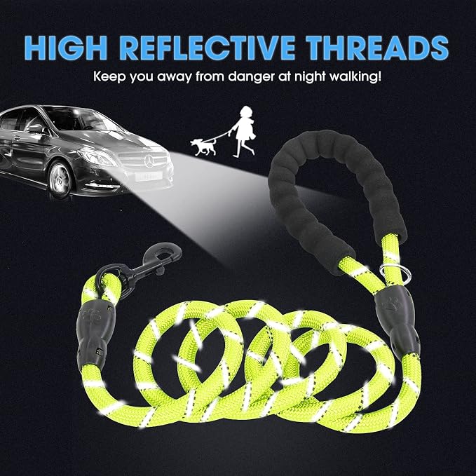 2/4/5/6 FT Dog Leash with Comfortable Padded Handle and Highly Reflective Threads for Small Medium and Large Dogs (4FT-1/2'', Green) - Image 4