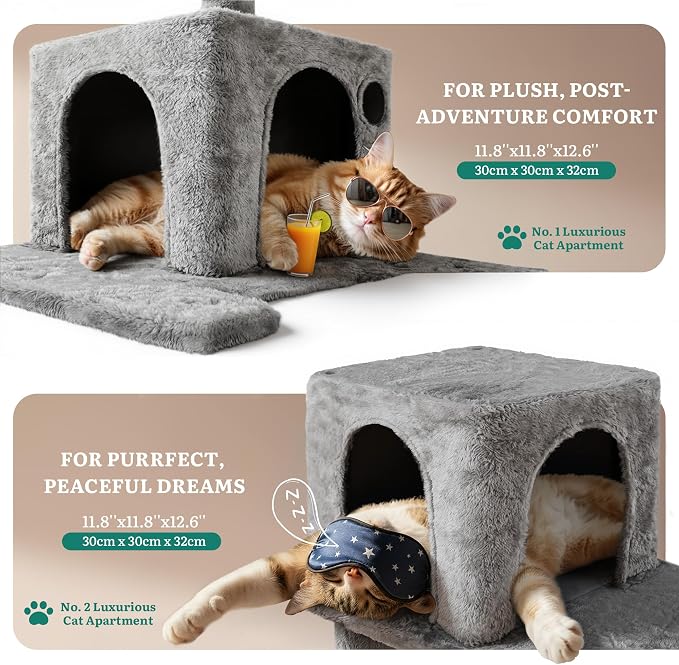 YITAHOME 75-Inch Tall Multi-Level Cat Tree Indoor | Cat Tree Tower with Condos, Top Perches, Sisal Ramp, Scratching Posts & Cozy Basket Hammocks - Image 3