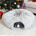 Cat Tunnel Bed for Indoor Cats, Under Christmas Tree Skirt, Donut Tunnel Toys for Multiple & Large Cats, Bed Cave Hideaway for Kitten, Rabbit, Puppy, Gray by LVUVXVAV