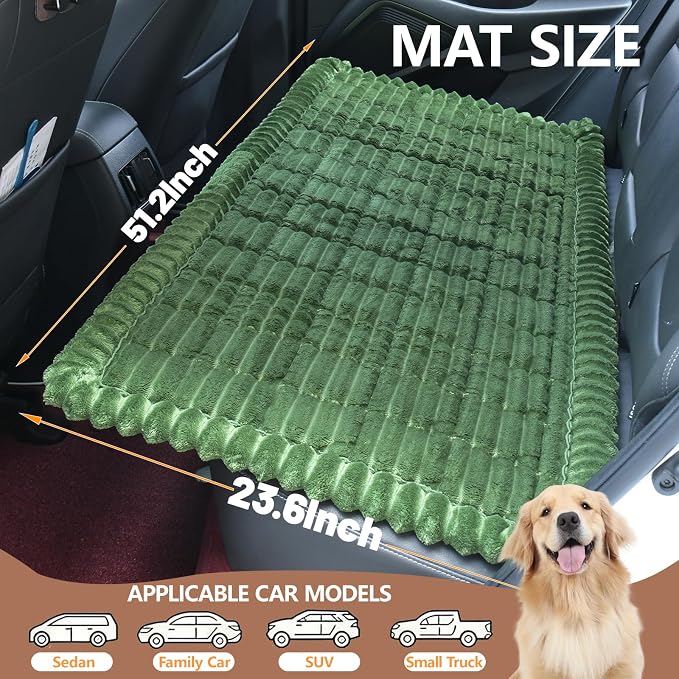 Dog Car Seat Waterproof Bed Cover Back Seat Dark Green 23.6”x51” | Nonslip Soft Comfortabl Pet Bed Mat Car Blanket for Travel Backseat Extender Seat Covers Dog Bed for Cars Trucks and SUVs - Image 4