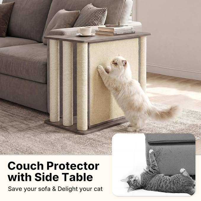 Veehoo Cat Scratcher Side Table for Couch, Sofa Protector End Table | Couch corner protector, sisal scratching posts, sisal scratch pad, heavy-duty base, easy to assemble - Image 4