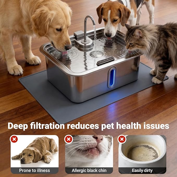 Dog Water Fountain Filter 8-Set, 12L/15L/18L Stainless Steel Dog Water Bowl Dispenser Filters, Pet Water Fountain Filters Set with 8 Filters and 8 Sponges | Dog Water Bowl Dispenser, Stainless Steel Pet Water Fountain Filters Set for Dogs Cats - Image 2