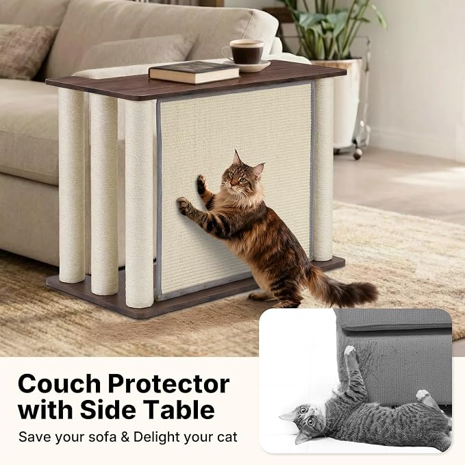 Veehoo Cat Scratcher Side Table for Couch, Sofa Protector End Table | Couch corner protector, sisal scratching posts, sisal scratch pad, heavy-duty base, easy to assemble - Image 4