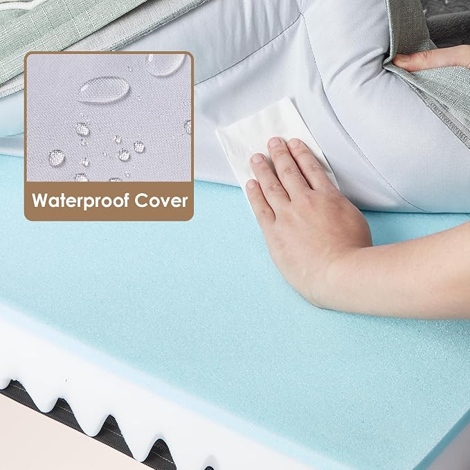EHEYCIGA Orthopedic Dog Beds Large Sized Dog, Waterproof Washable Pet Bed | Non-Slip Bottom and Egg-Crate Memory Foam XL Dog Couch Bed with Washable Removable Cover, Greyish Green - Image 3