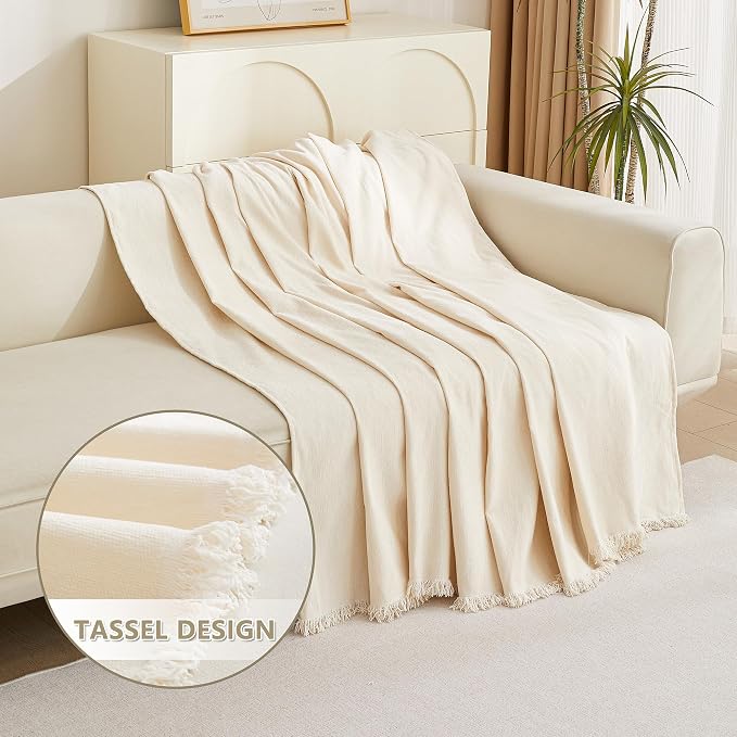 MYSKY HOME Couch Cover for Pets, Beige Couch Covers for 2 Cushion Couch Sofa, Sofa Slipcover Sectional L Shape Chenille Covers for Pets, Throw Couch for Dogs, Kids,71" X118" - Image 3