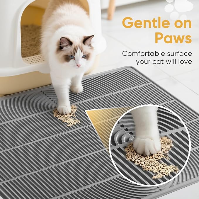 TRZZ XXL Cat Litter Mat, Large Silicone Waterproof Mat, Gray | Non-Slip, Easy to Clean, Cat Litter Trapping Mat, Kitty Litter Catcher, Scatter Control, for Floor - Image 5