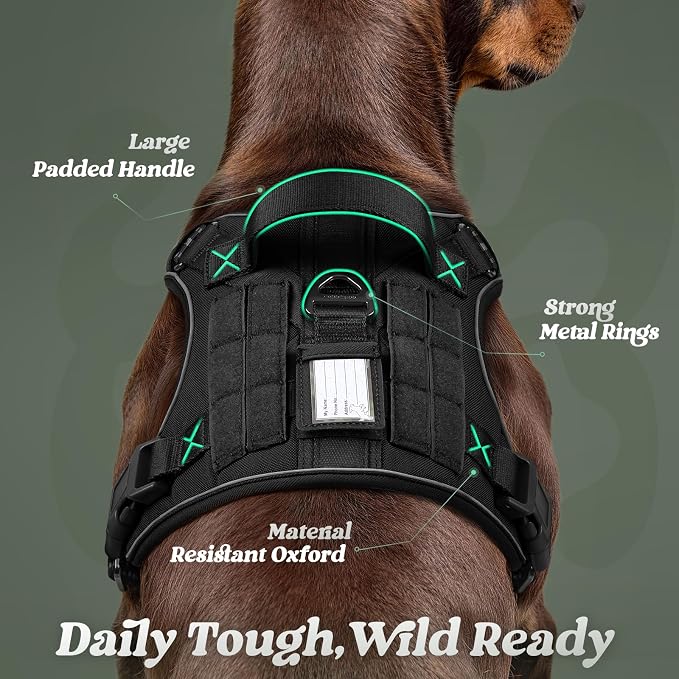 rabbitgoo Tactical Dog Harness for Large Dogs, No Pull Service Pet Vest | Military Molle System & Easy Control Handle, Adjustable and Reflective for Walking and Training, Black, X-Large - Image 6