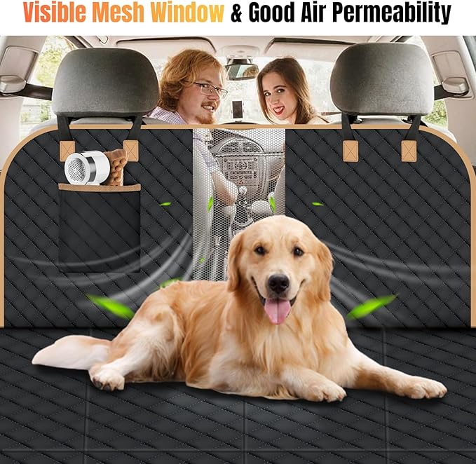 Dog Car Seat Cover for Back Seat, Dog Car Bed Cover with Strong Hard Bottom, Back Seat Extender Hammock for Cars SUV Truck,4 Panels Black Large Size - Image 5
