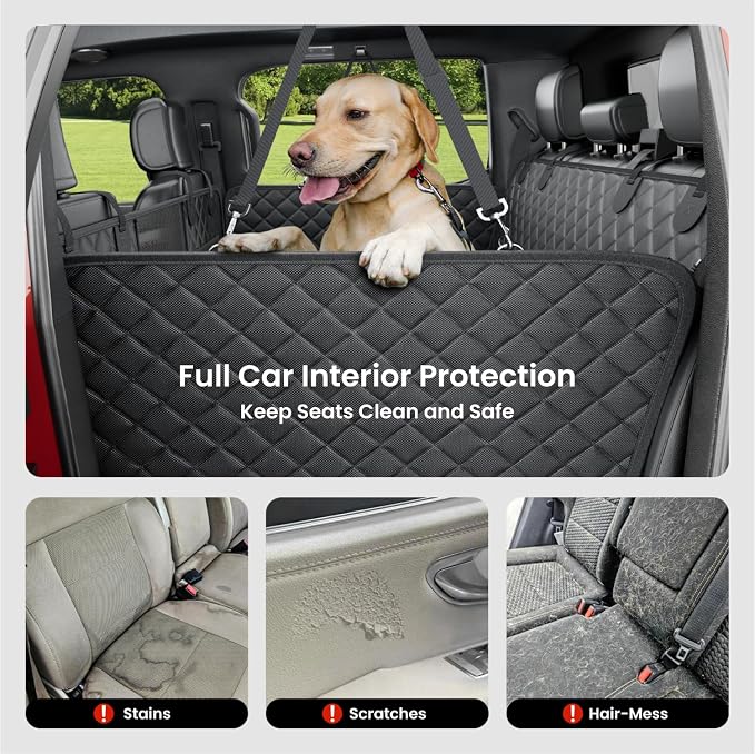 REEVAA Dog Truck Seat Cover for Back Seat, Hard Bottom, XL, Black | 450 lbs Extender, 45% More Space for 2-4 Large Dogs, Waterproof, Zippered Mesh Window, Fits Crew Cab Trucks & Large SUVs - Image 7
