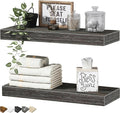 QEEIG Bathroom Floating Shelves for Wall - 15.7" Wall Mounted Shelf Over Toilet Farmhouse Home Decor Display Bookshelf Small 15.7 x 6.7 inch Set of 2, Grey (008-40GY) by QEEIG