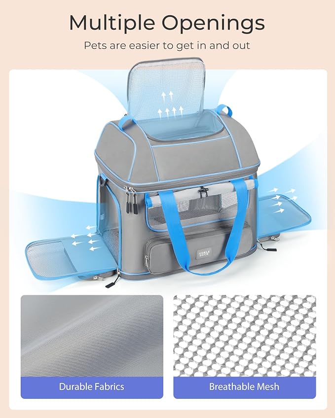 Expandable Cat Dog Carrier: NOBLE DUCK Soft-Sided Pet Carrier Airline Approved Large Small Medium Collapsible Portable Travel Up to 25 Lbs Black - Image 3