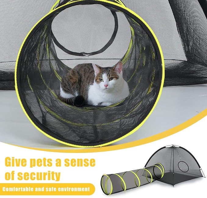 Outdoor Cat Enclosures Indoor, Portable Mesh Tent, Tunnel, Playhouse With Adjustable Harness and Leash for Walking, Colorful Tease Ball for Animals - Image 6
