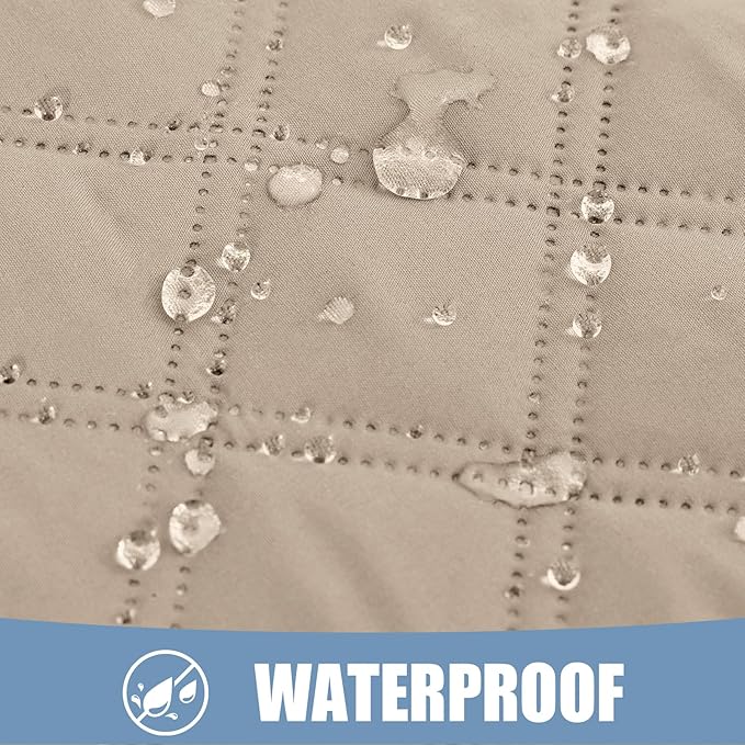 Smiry Waterproof Reversible Dog Bed Cover Pet Blanket | Pet Friendly, Soft Fabric, Washable Dog Blanket for Furniture Bed Couch Sofa, Checkered (82"x102", Taupe/Beige) - Image 2