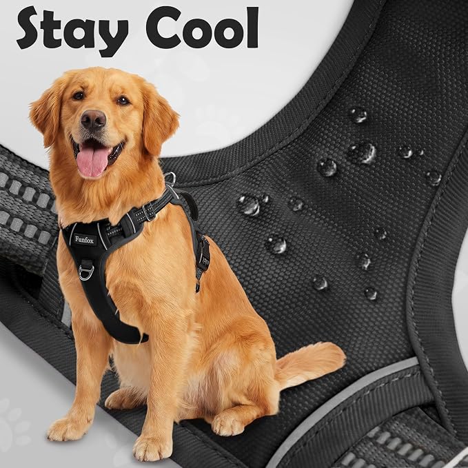 Dog Harness for X-Large Dog No Pull, Adjustable Pet Vest Harness, Vertical Handle Easy Control with 2 Leash Clips, Soft Material, Reflective Safe Night Walking for X-Large Size, Black, XL - Image 5