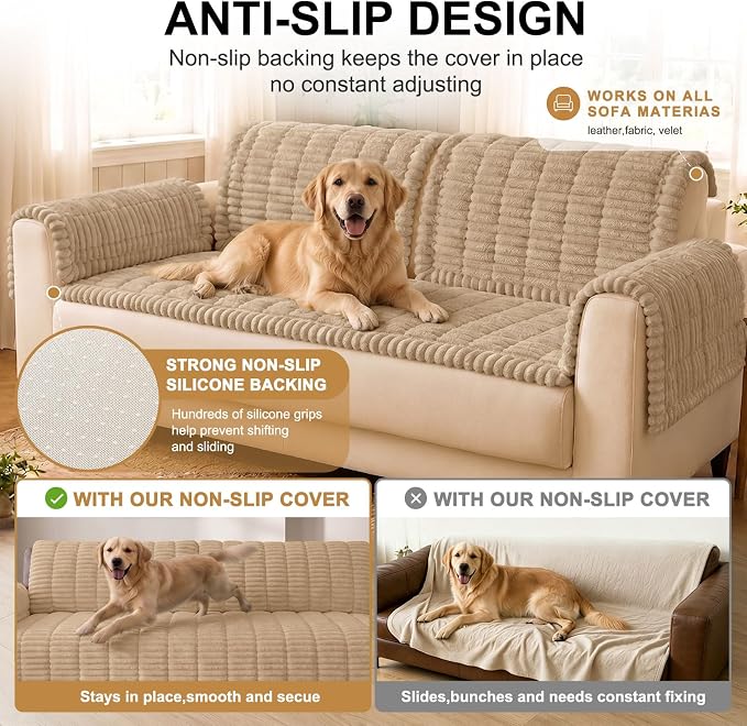 Smiry Couch Cover for Dogs, Non Slip Washable Sofa Protector for Pets | Soft Furniture Cover for Leather & Fabric Couches, Cozy Protect Against Fur, Dirt & Messes, Pet Friendly, 43"x82.7" - Image 10