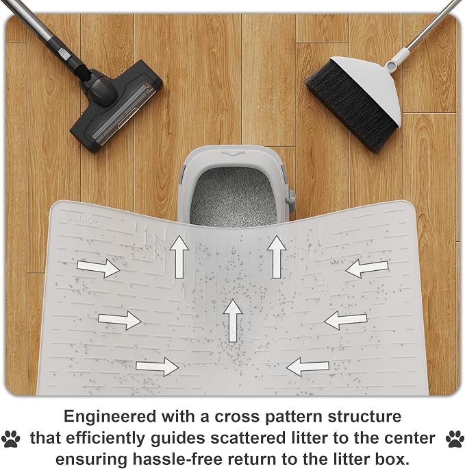 XXL Cat Litter Mat, 37.5x25.2 Semi Transparency, Premium Silicone Rubber, Waterproof & BPA-Free, Traps Litter, Easy to Clean, Keeps Floors Tidy - Image 4