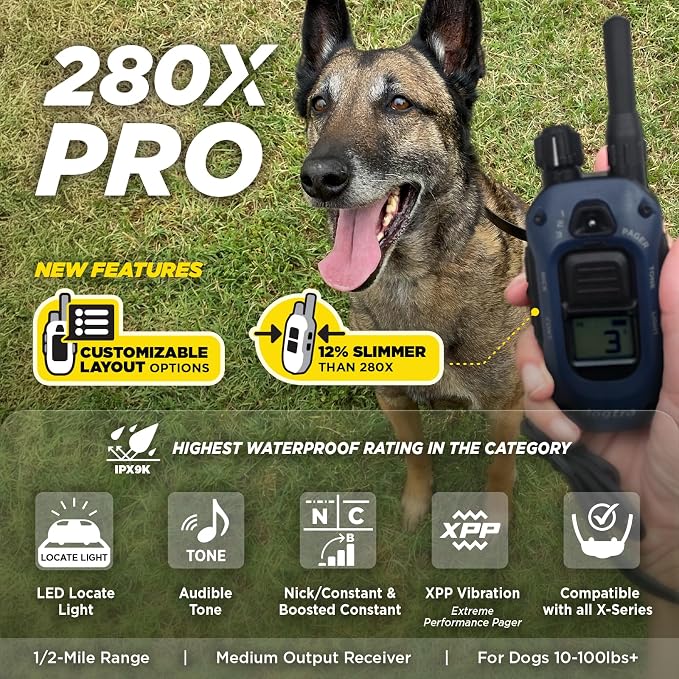 Dogtra 280X PRO E-Collar with Remote [New Edition] 3 Configurable Layout Modes, 12% Slimmer, 1/2 Mile Range, 100 Levels Precise Control, Waterproof, LED Light, Boost, XPP Vibration, Safety Lock & Tone - Image 2