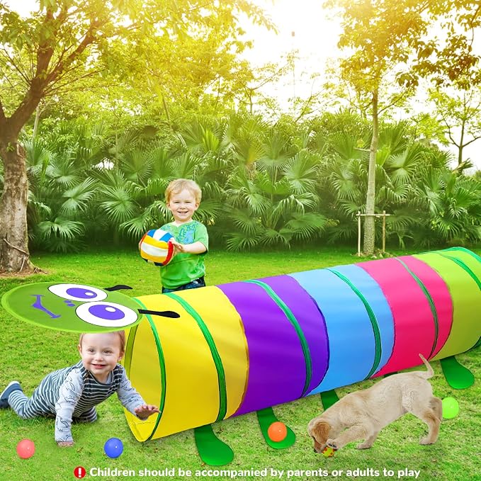 TIKTENT Kids Play Tunnel for Toddlers Colorful Pop Up Crawl Tunnel Toy | Collapsible Gift for Girl Boy Birthday Gift, Indoor Outdoor Toddler Children or Dog - Image 3