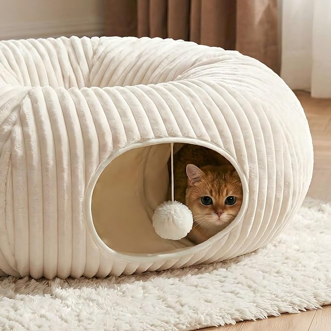Cat Tunnel Bed with 31 Pcs Interactive Cat Toys, Automatic Cat Toys for Indoor Cats Kittens, Cat Tube with Moving Ball, White - Image 8