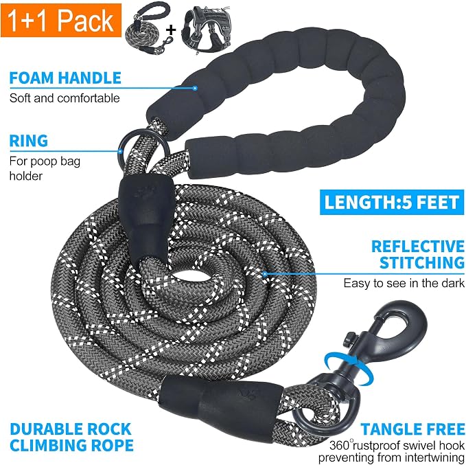 Beebiepet Heavy Duty Tactical Dog Harness for Small Dogs, No Pull Adjustable Pet Harness Reflective Service Training Easy Control Pet Vest Military K9 Working Dog Harnesses-X- Large, Black - Image 5