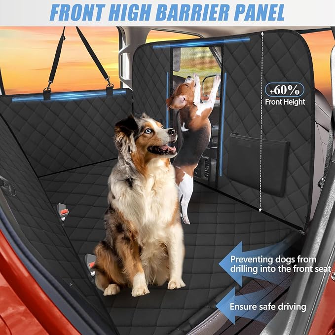 Hard Bottom High Barrier Dog Truck Seat Cover for Crew Cab Trucks | Pet Hammock for F150, RAM1500, Sierra, Tundra, Silverado, Extender Space, 600D Oxford, Holds 420lb, Waterproof, Easy to Set - Image 2