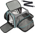 Pet Carrier, Large Soft Sided Expandable Travel Carrier with Steel Frame, Anti-Scratch Mesh, Removable Fleece Pad and Pockets for Cats, Dogs and Small Animals up to 15 lbs (Gray, 5 Sides Expandable) by Handor