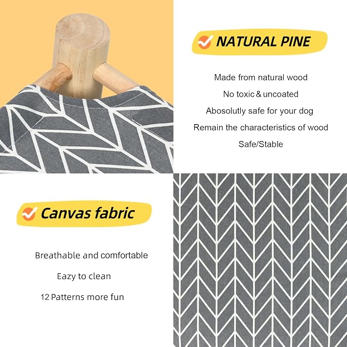 Patas Lague Cat Hammock Bed Small Eleveted Dog Bed 19x19 in Arrow | Brethable Wooden Pet Bed, Cooling Rabbit Cot, Outdoor Cat Furniture For Summer - Image 3