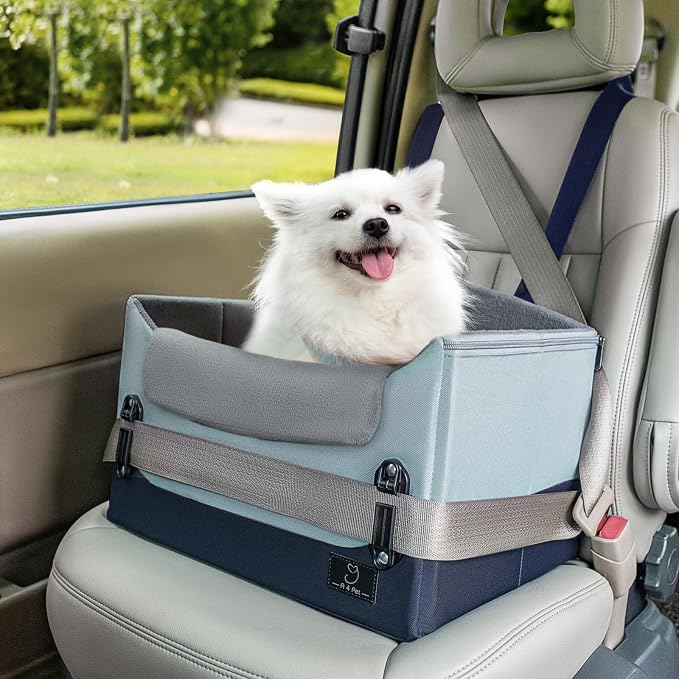 A 4 Pet Dog Car Seats for Small Dogs, Under 25 lbs, Patent Buckles | Adjustable leash, for travel/cars/SUV/pickup, pet bed for puppy & cat by A4PET